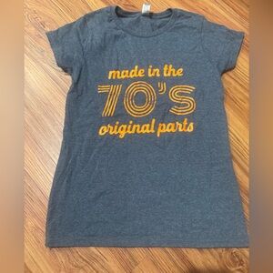 Gray T-Shirt with Orange '70s Print